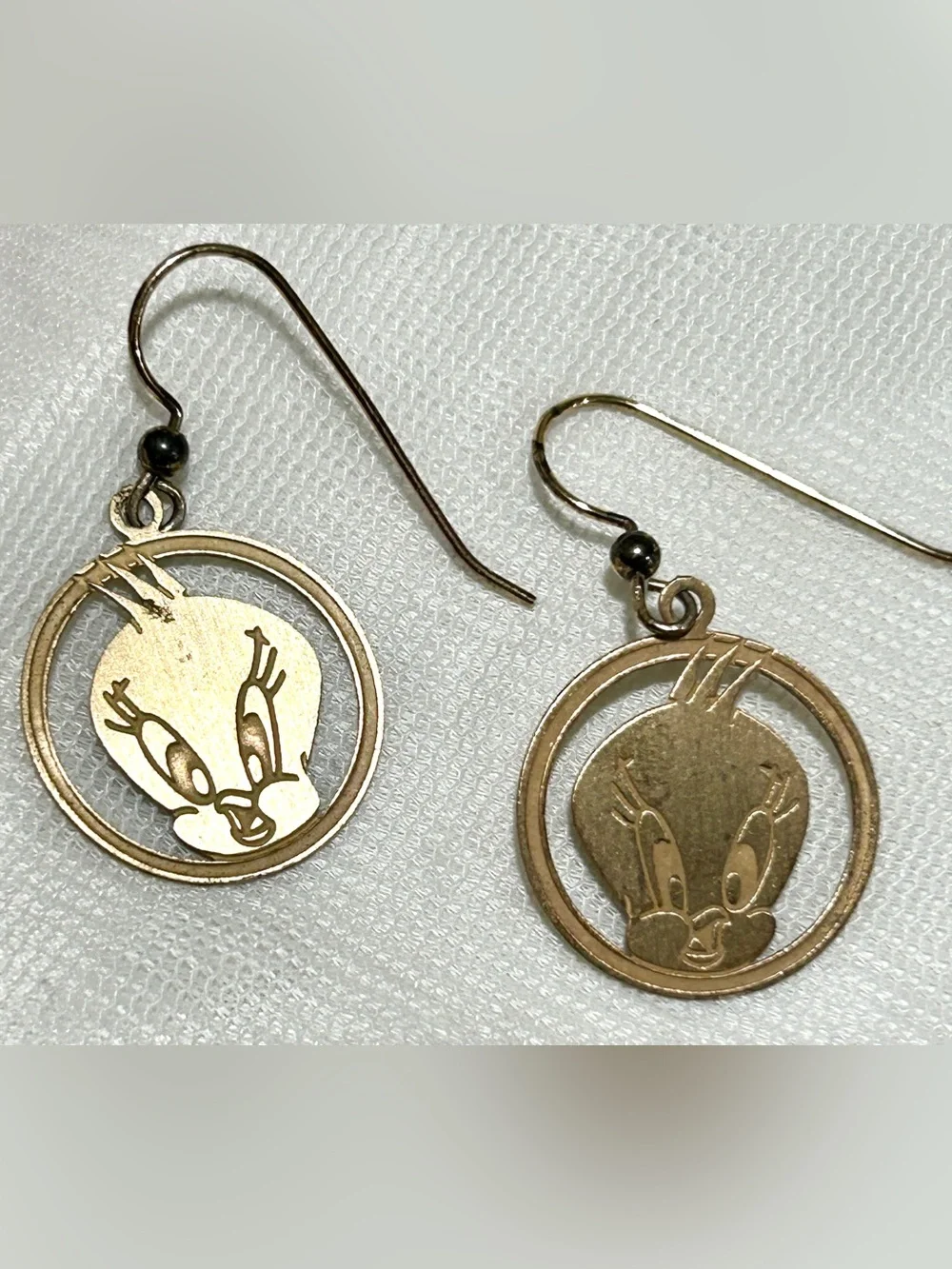Warner Bros. Tweety Gold-Tone Cutout Circle Earrings